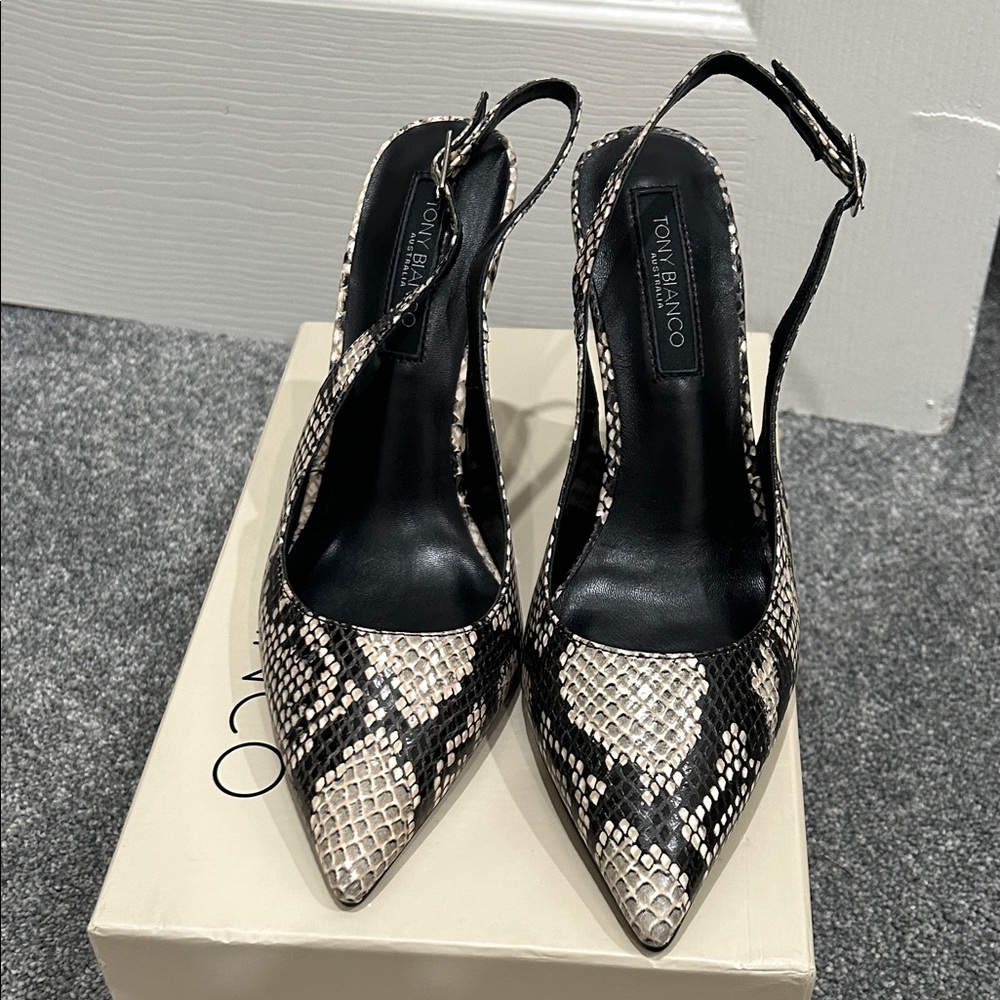 Tony Bianco snake print heels